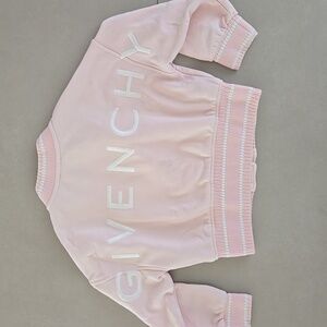 Givenchy Logo Cropped Varsity Jacket In Pink Size 6Y